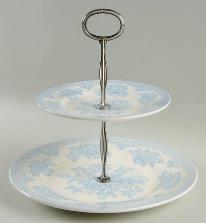 Asiatic Pheasants Blue 2 Tiered Serving Tray (Dinner & Salad Plate)
