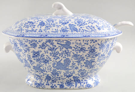 Blue Bird-Regal Peacock Tureen &  Lid