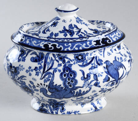 Blue Bird-Regal Peacock Sugar Bowl & Lid