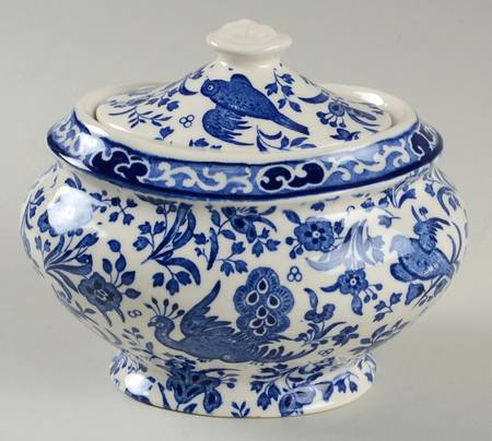 Blue Bird-Regal Peacock Sugar Bowl/Jam/Jelly & Lid