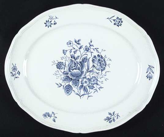 Bouquet Blue 12" Oval Serving Platter