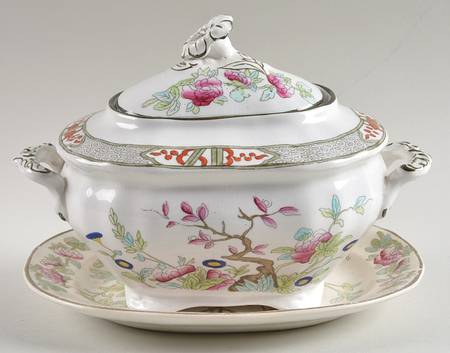 Indian Tree Sauce Boat & Lid with Underplate