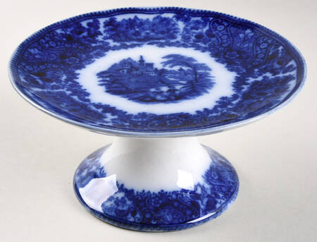 Non Pareil (Flow Blue) Round Compote (Height X Width)