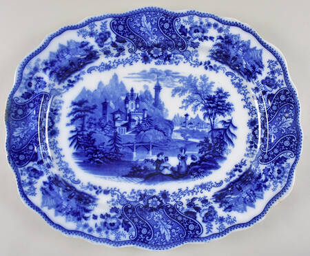 Non Pareil (Flow Blue) 19" Oval Serving Platter