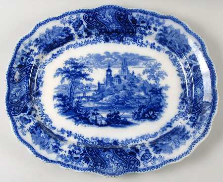Non Pareil (Flow Blue) 15" Oval Serving Platter