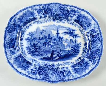 Non Pareil (Flow Blue) 9" Oval Serving Platter