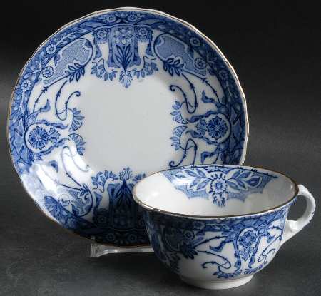 Raleigh (Flow Blue) Flat Cup & Saucer Set