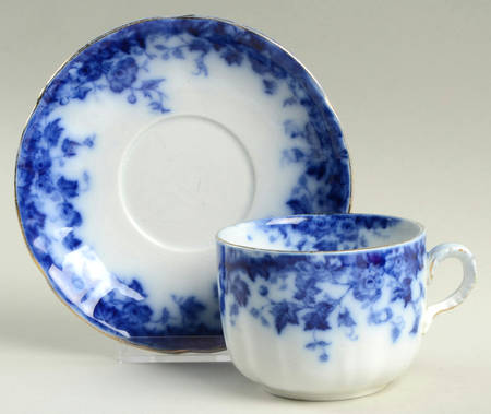Vermont (Flow Blue) Flat Cup & Saucer Set