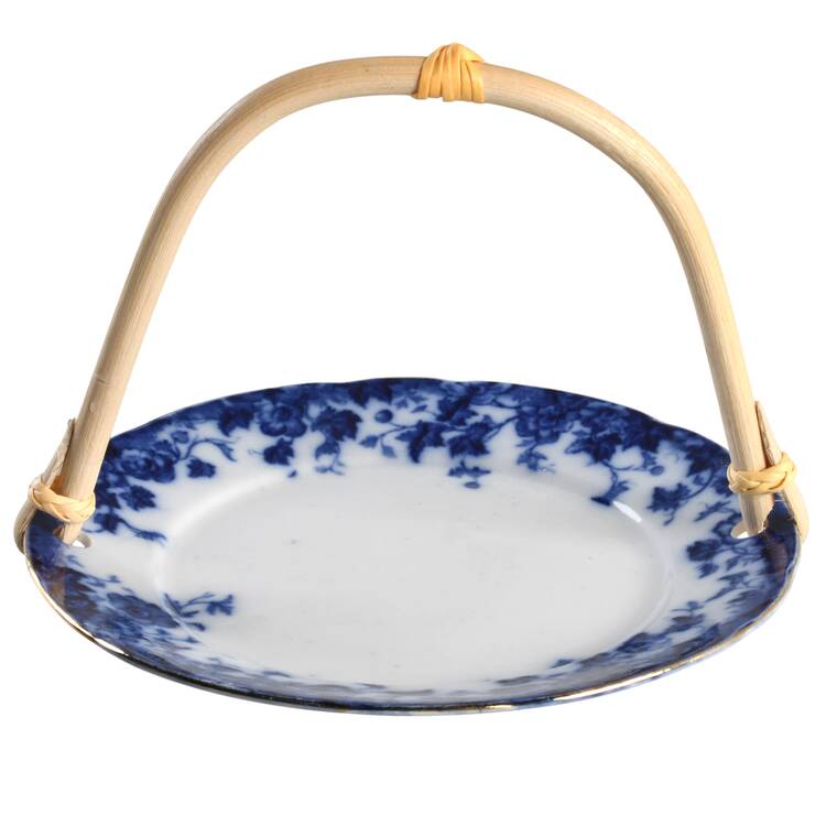 Vermont (Flow Blue) 5 3/8"-5 5/8" Bamboo Handled Serving Plate  HC