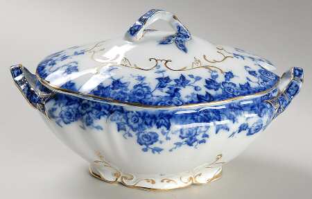 Vermont (Flow Blue) Gravy Boat & Lid