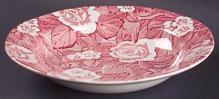 Victorian Chintz Pink Rim Soup Bowl