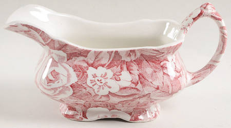 Victorian Chintz Pink Gravy Boat