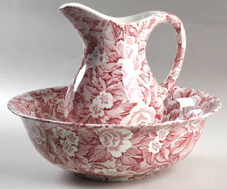 Victorian Chintz Pink Large Pitcher & Bowl Set