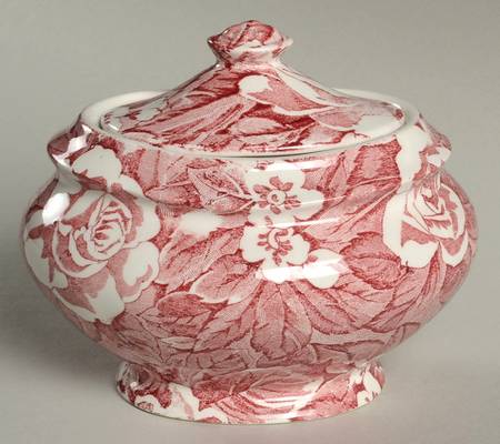 Victorian Chintz Pink Sugar Bowl & Lid