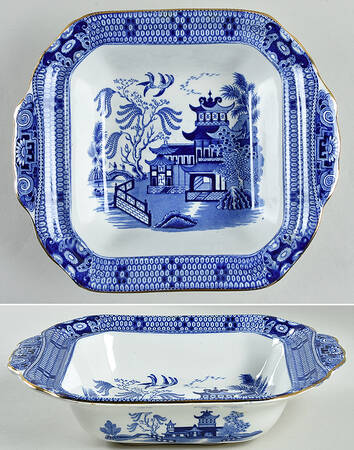 Willow Blue (Gold Trim) Square Vegetable No Lid