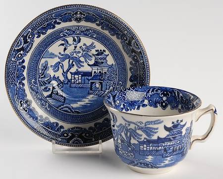 Willow Blue (Gold Trim) Flat Cup & Saucer Set