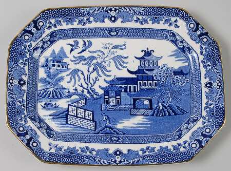 Willow Blue (Gold Trim) 10" Oval Serving Platter