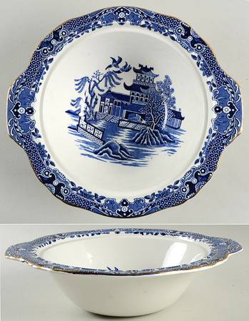 Willow Blue (Gold Trim) Round Vegetable No Lid