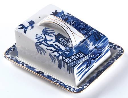 Willow Blue (Gold Trim) Cheese Dish Lid, Lid Only (Wedge)