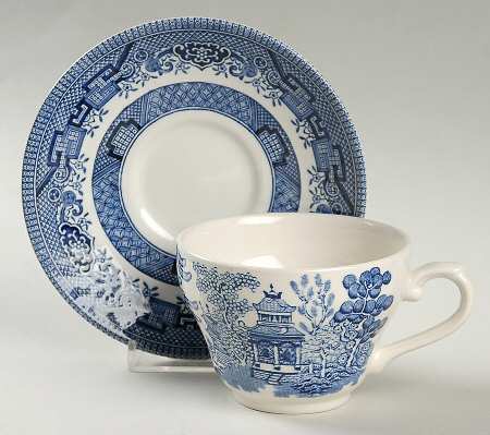 Willow Blue Flat Cup & Saucer Set
