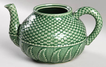 Basketweave Green Teapot No Lid