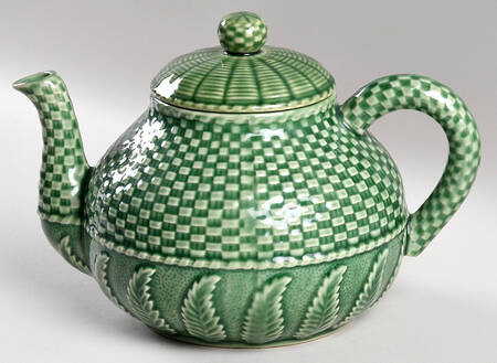 Basketweave Green Teapot & Lid