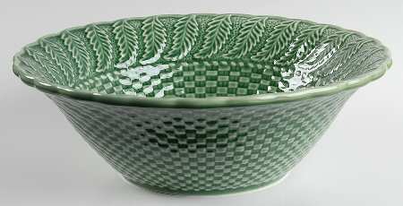 Basketweave Green 10" Round Serving Bowl