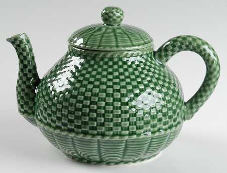 Basketweave Green Teapot & Lid
