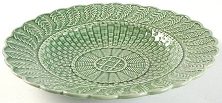 Basketweave Green Large Rim Soup Bowl