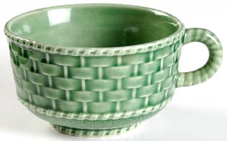 Basketweave Green Flat Cup