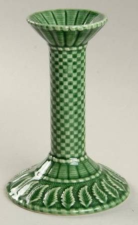 Basketweave Green 6" Candlestick