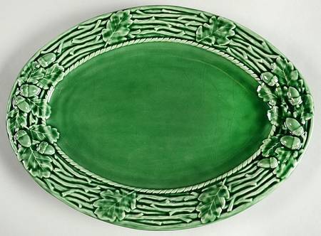 Oak Leaf Green 15" Oval Serving Platter