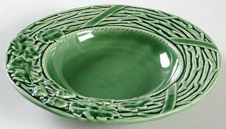 Oak Leaf Green Large Rim Soup Bowl