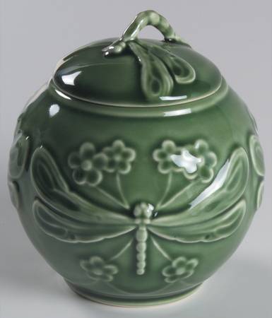 Dragonfly (Green) Sugar Bowl & Lid