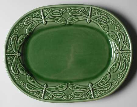 Dragonfly (Green) 15" Oval Serving Platter