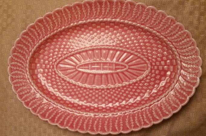 Basketweave Red 13" Oval Serving Platter