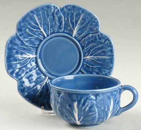 Cabbage Blue Flat Cup & Saucer Set