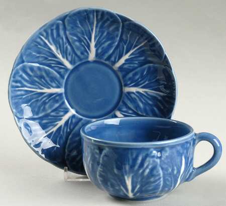 Cabbage Blue Flat Cup & Saucer Set