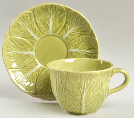 Cabbage Light Green Flat Cup & Saucer Set