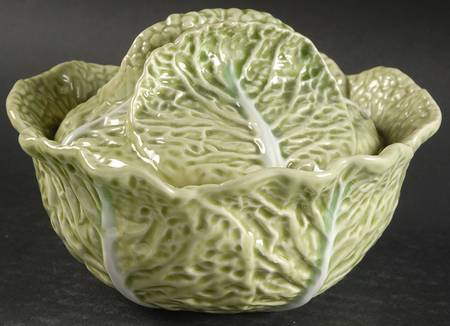 Cabbage Light Green Covered Soup Bowl