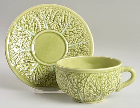 Cabbage Light Green Flat Cup & Saucer Set