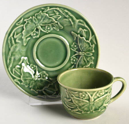 Papillon Ivy Green Flat Demitasse Cup & Saucer Set