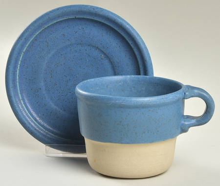 Blue Flat Cup & Saucer Set