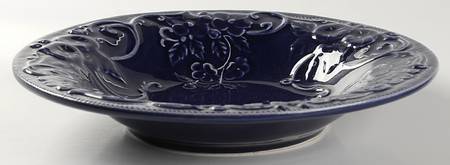Flowers Blue Rim Soup Bowl