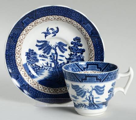 Real Old Willow (No Trim) Flat Demitasse Cup & Saucer Set