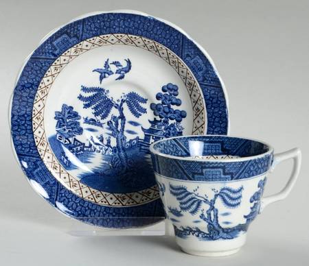 Real Old Willow (No Trim) Flat Demitasse Cup & Saucer Set