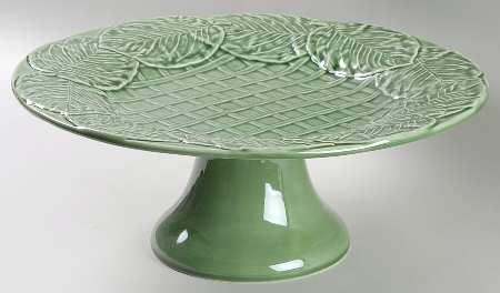 Leaf Service Green 12" Diameter Pedestal Cake Stand