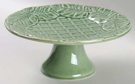Leaf Service Green 8" Diameter Pedestal Cake Stand