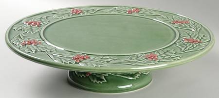 Holly (Christmas Holly) 12" Diameter Pedestal Cake Stand