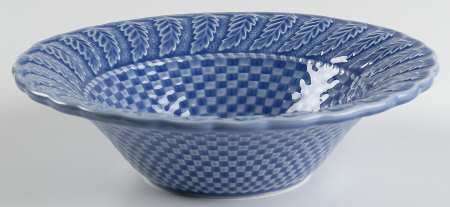 Basketweave Blue Coupe Soup Bowl
